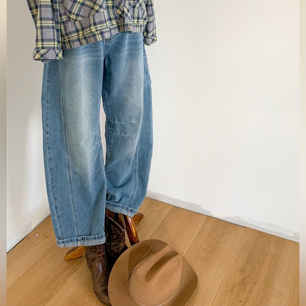 Blue Denim Barrel Jeans XXL